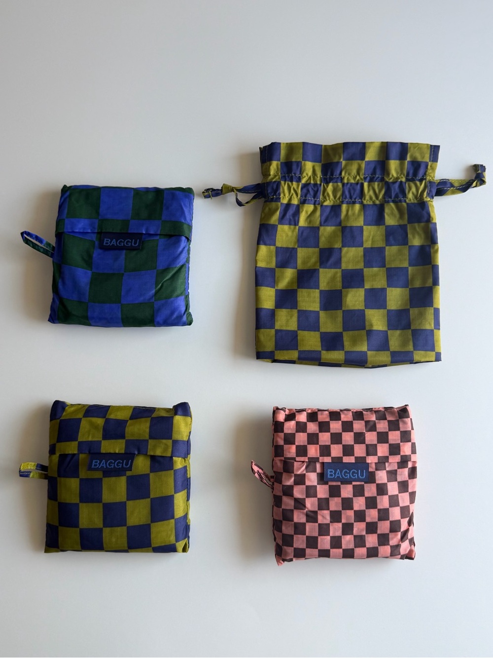 EUC BAGGU Set of 3 Standard Reusable Bags Jewel Checks
